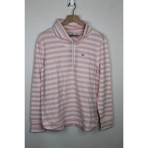 Vineyard Vines Hoodie Women's Sz M Medium Drawstring Pink White Stripe NWT